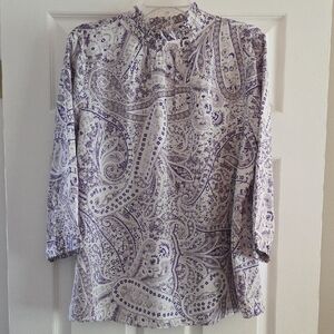 Ann Taylor Purple Paisley Satin Women's Top, Size XL